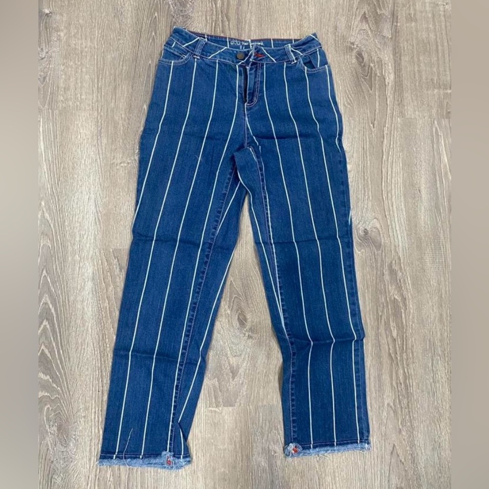 Peace Love World Mia Striped Cropped Jeans